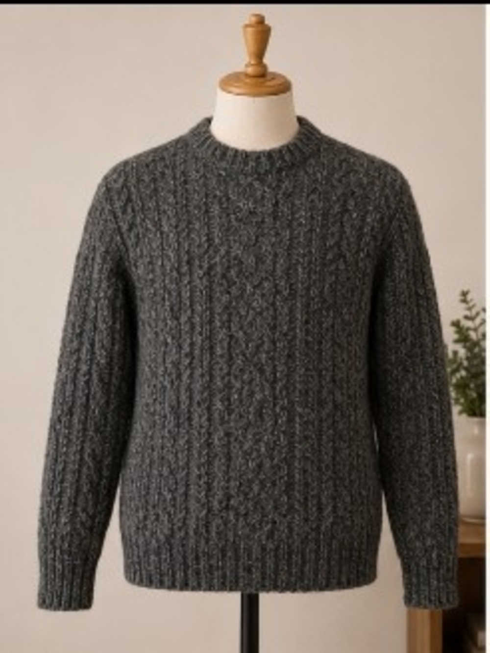 Men's  Abercrombie & Fitch Charcoal Cable Crewneck Sweater